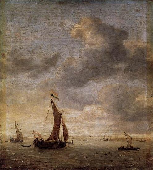 PORCELLIS, Jan Single-Masted Damlooper and Rowboat on a Breezy Day oil painting picture